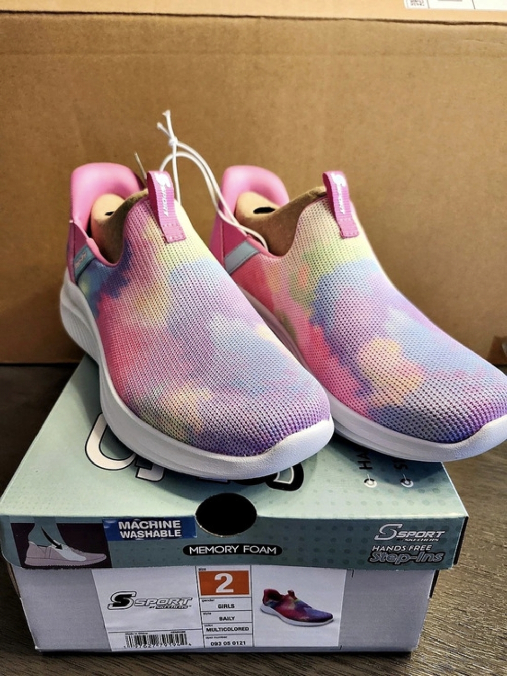 Skechers Sport Hands Free Slip-ins Girls US 2 Pink & Blue NWT